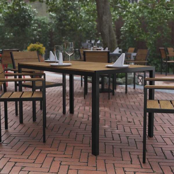Flash Furniture Natural/Gray 55in x 31in Outdoor Patio Dining Table SB-TB269-NAT-GG - main